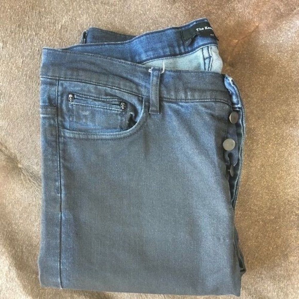 The Kooples Skull Hardware Two Tone Slim Straight Jeans